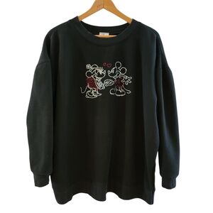 DISNEY Mickey‎ & Minnie Mouse Rhinestone Hearts Sweatshirt XXL